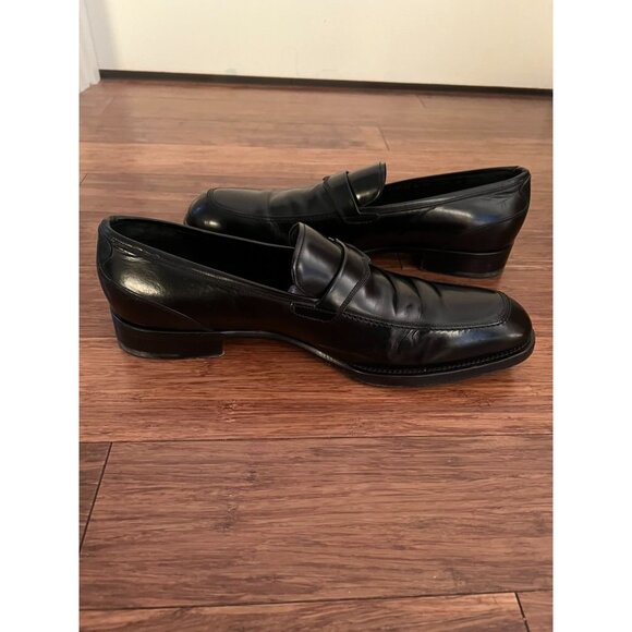 Salvatore Ferragamo Men's Black Leather Horse Bit Buckle Loafers - Size 10.5 - Picture 2 of 14